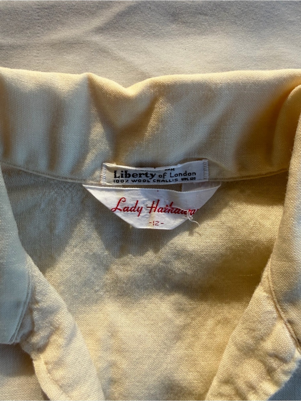 Vintage 60s Lady Hathaway Liberty of London 100% Wool Challis Butterfly Blouse - Picture 9 of 12